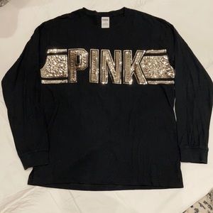 PINK  Bling black with gold sequin l/s tee